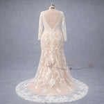 Plus Size Illusion Lace Mermaid Wedding Dress with Long Sleeves ALITA