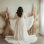 Plus Size Lace Wedding Dress with Bell Sleeves | WJ2408