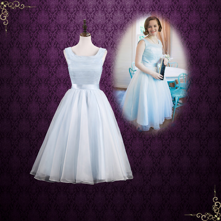 Ice Blue Short Tea Length Wedding Dress Formal Dress TERRY Size 8 / Ivory Ice Blue Short Tea Length Wedding Dress Formal Dress TERRY Size 8 / Ivory