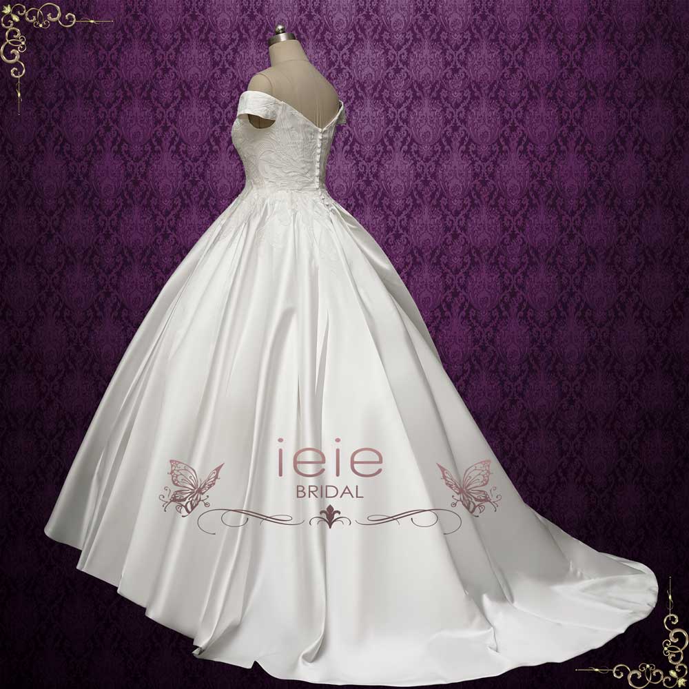 Lace Ball Gown Wedding Dress with Off the Shoulder Neck | ARFINA