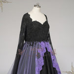 Gothic Black and Purple Lace Wedding Dress with Keyhole Back | ADRIA