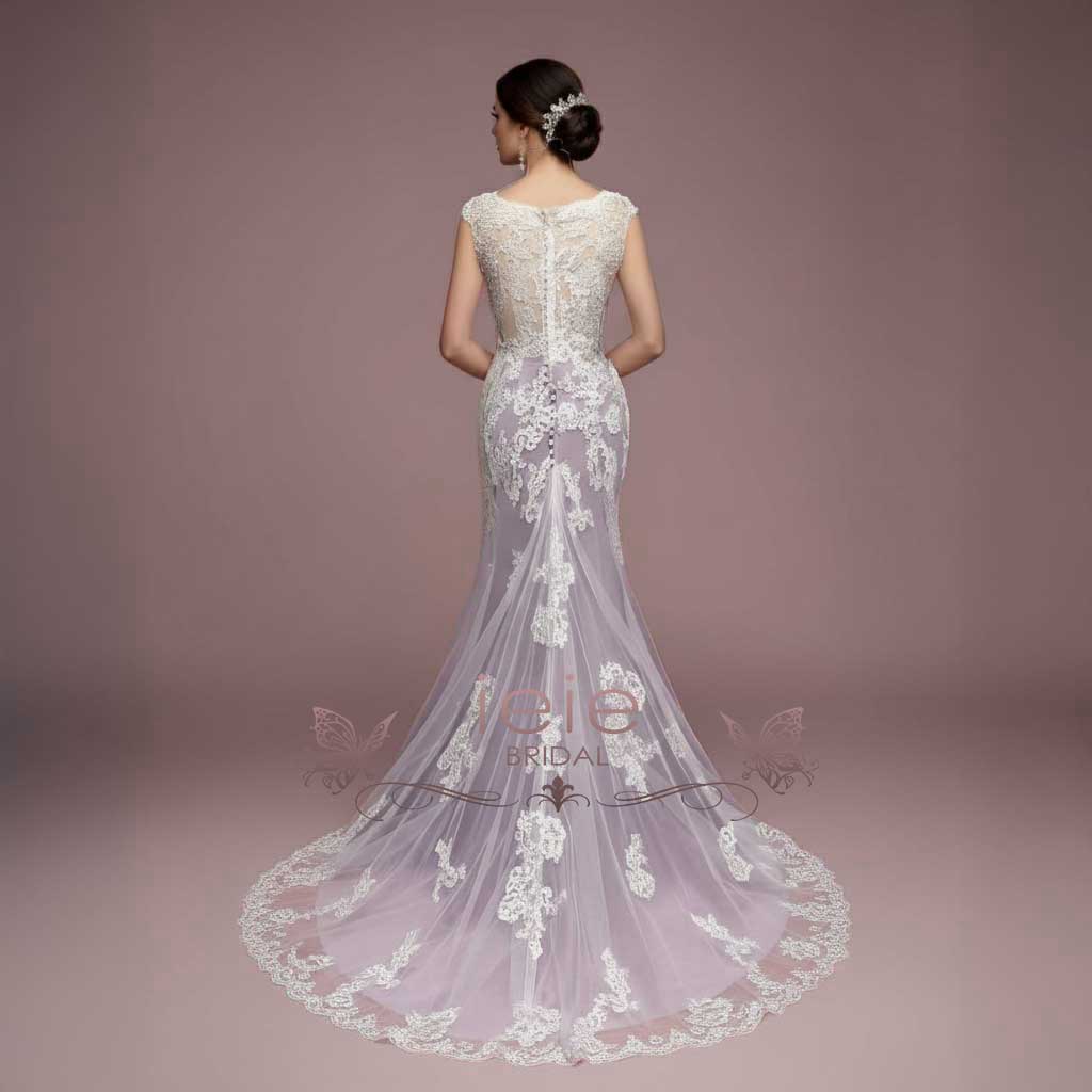 Ready To Wear Purple Mermaid Lace Wedding Dress JULY