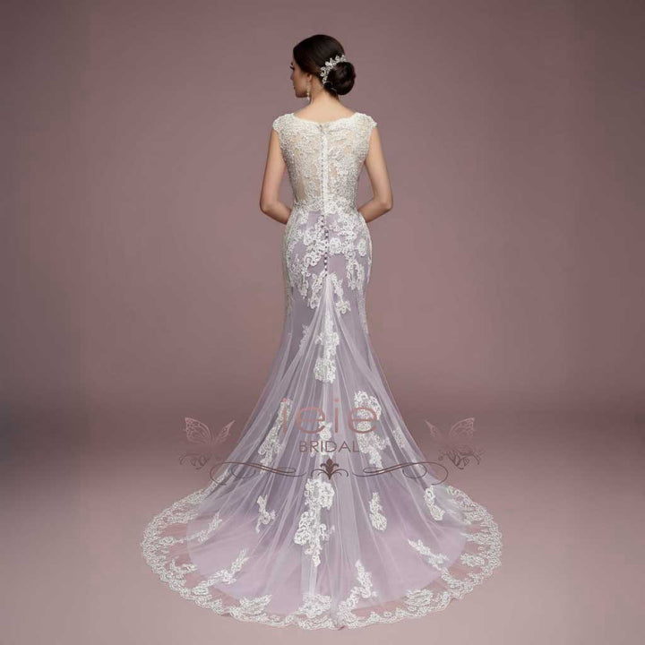 Purple Mermaid Lace Wedding Dress JULY