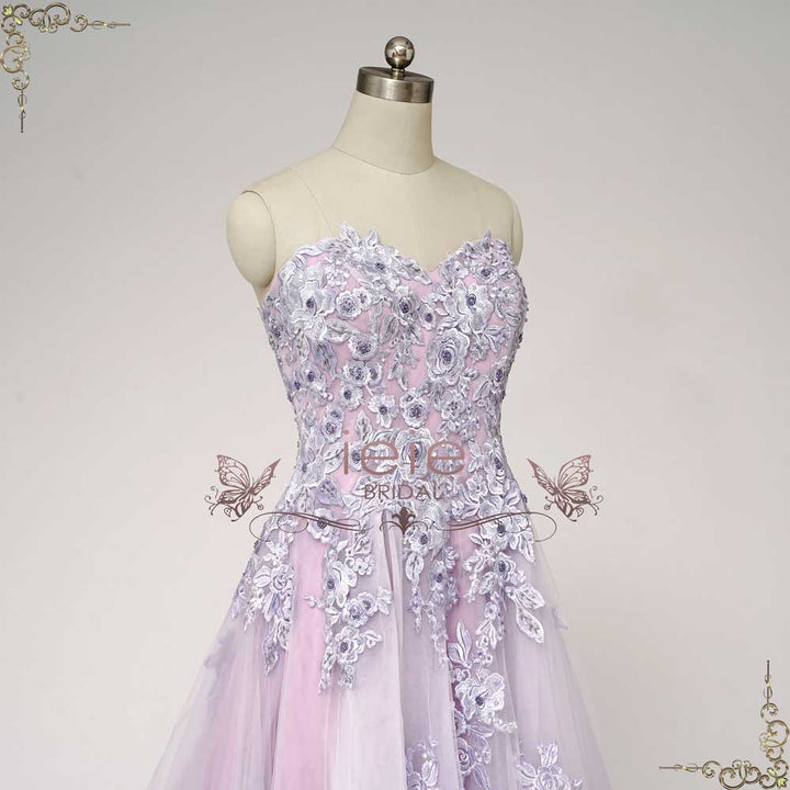 Ready to Wear Strapless Purple Lace Wedding Dress ZORANA
