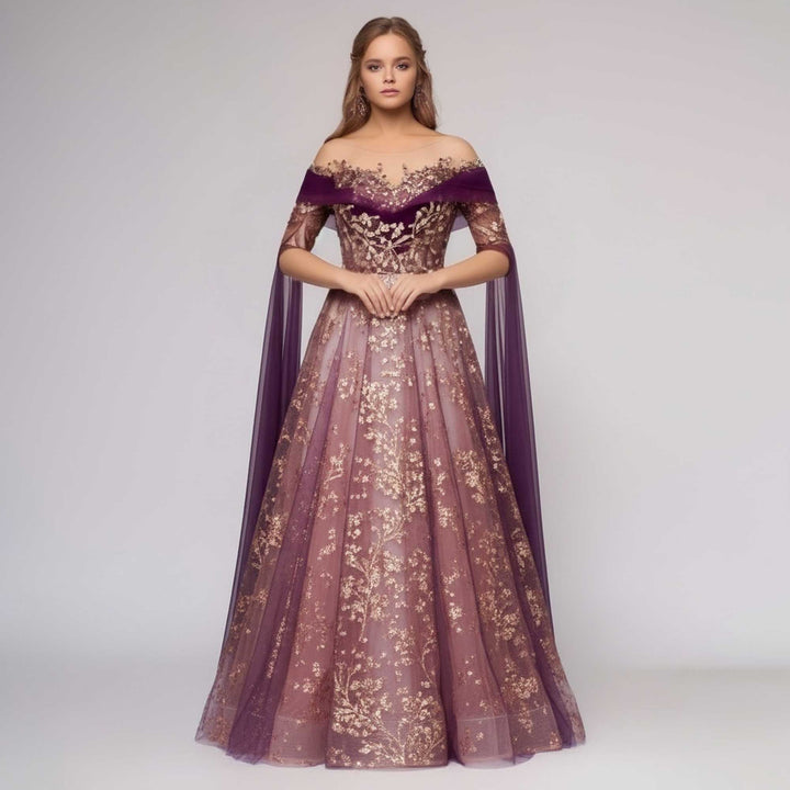 Unique Purple Gold Medieval Wedding Dress ANNORA ieie Unique Purple Gold Medieval Wedding Dress ANNORA ieie