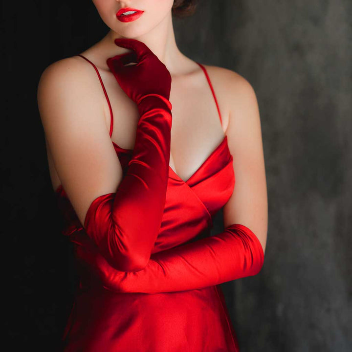 Red Long Satin Opera Formal Gloves AC1011 Red Long Satin Opera Formal Gloves AC1011