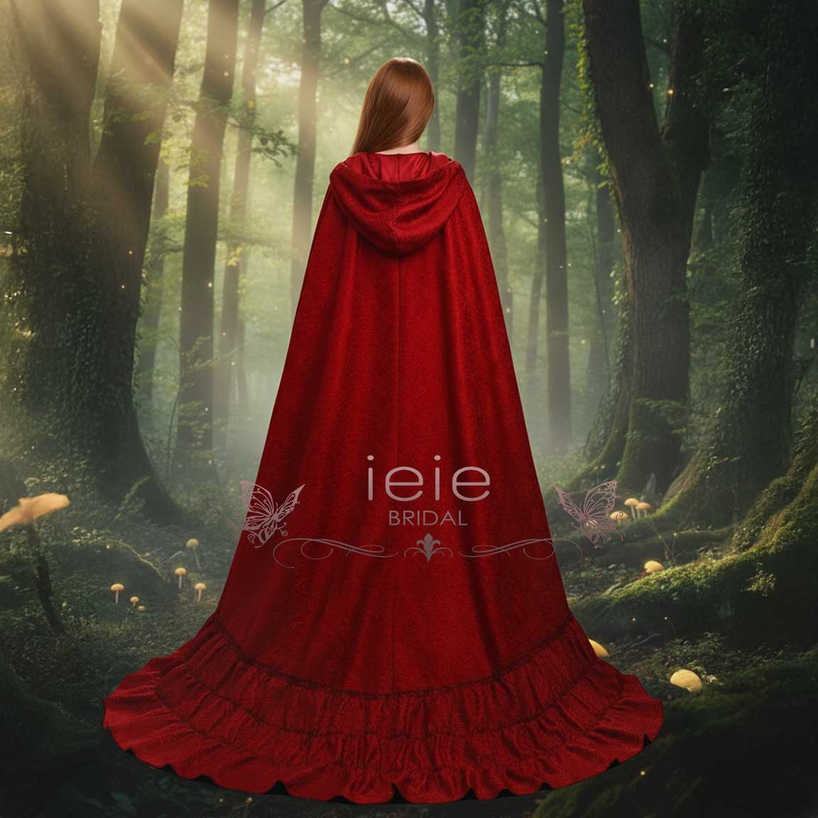 Vintage Style Long Red Cloak with Hood SCARLETT