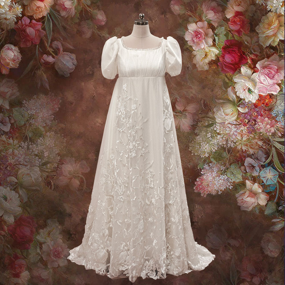 Regency Bridgerton Style Empire Lace Wedding Dress