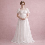 1920s Regency Style Empire Waist Lace Wedding Dress EMMA