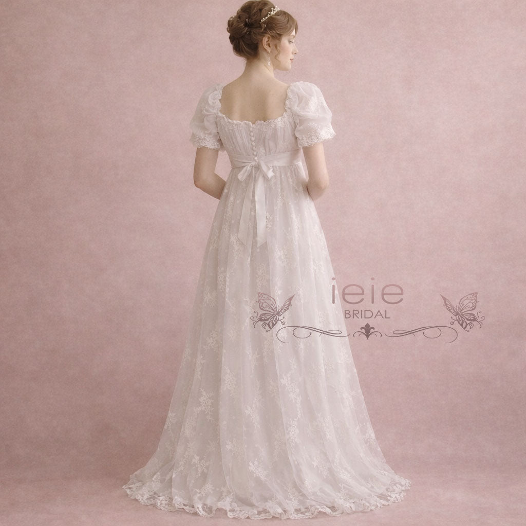 1920s Regency Style Empire Waist Lace Wedding Dress EMMA Size 4 / Ivory