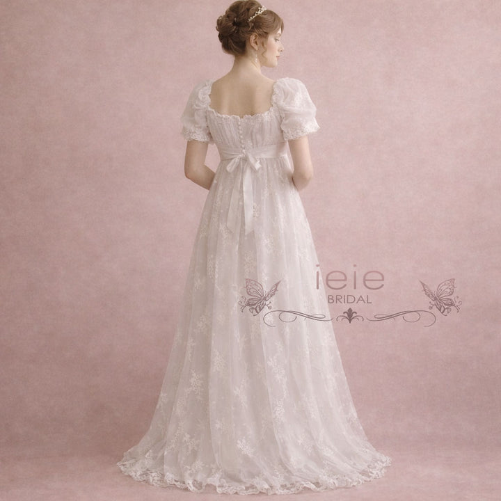 1920s Regency Style Empire Waist Lace Wedding Dress EMMA Size 4 / Ivory