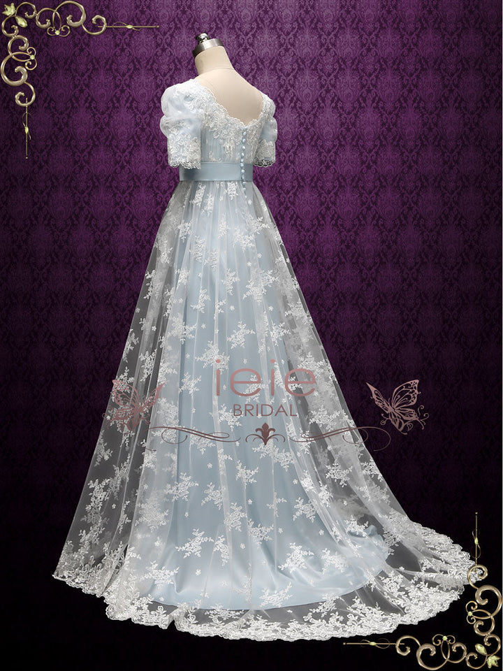 Powder Blue Regency Lace Evening Ball Gown HELENA