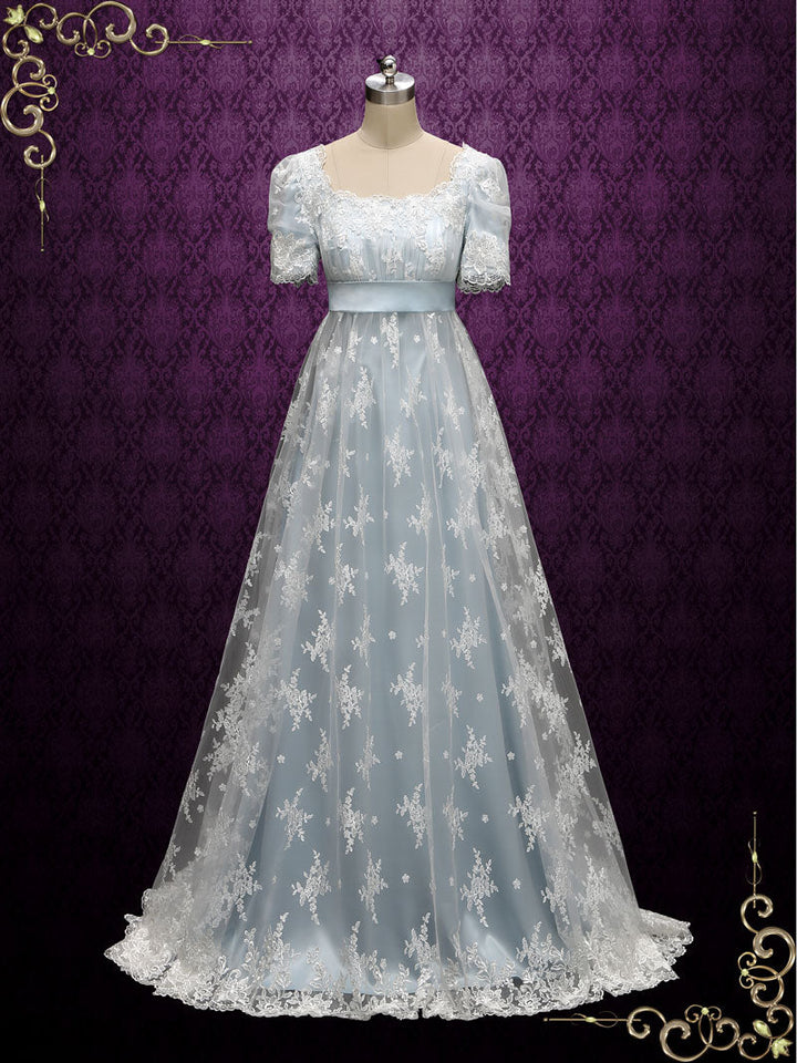 Powder Blue Regency Lace Evening Ball Gown HELENA