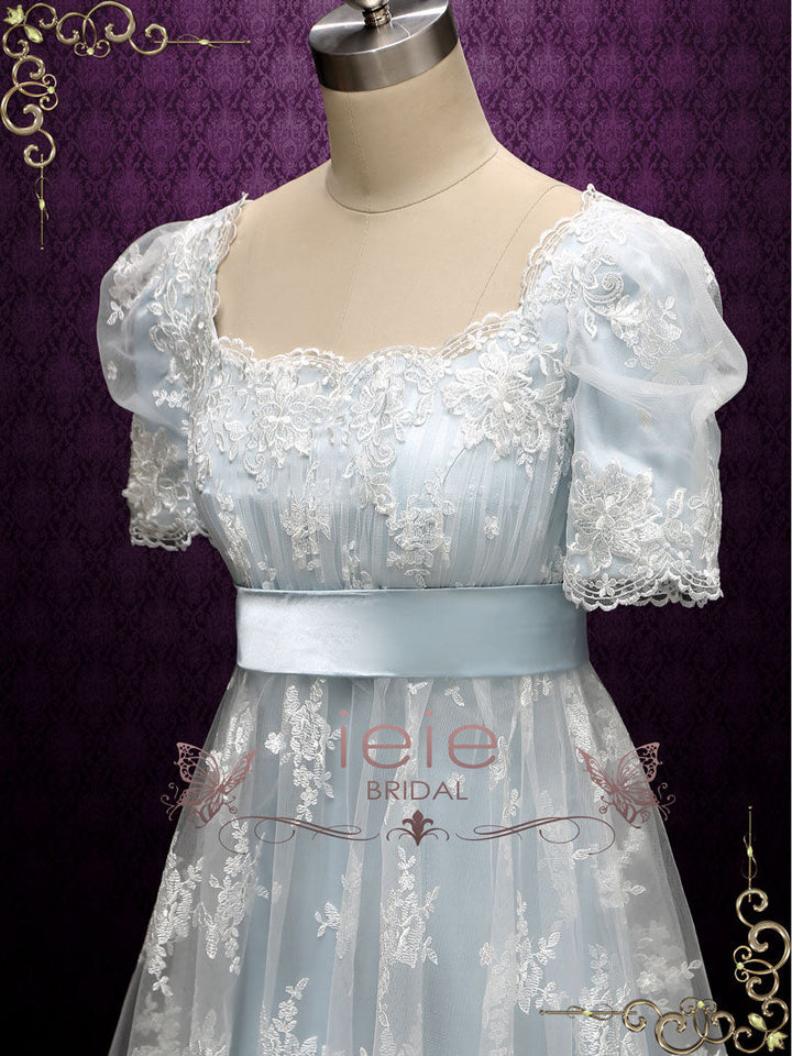 Powder Blue Regency Lace Evening Ball Gown HELENA