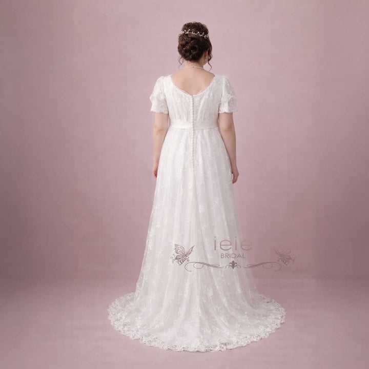 Regency Style Lace Wedding Dress with Empire Waist AMIEE ieie Regency Style Lace Wedding Dress with Empire Waist AMIEE ieie