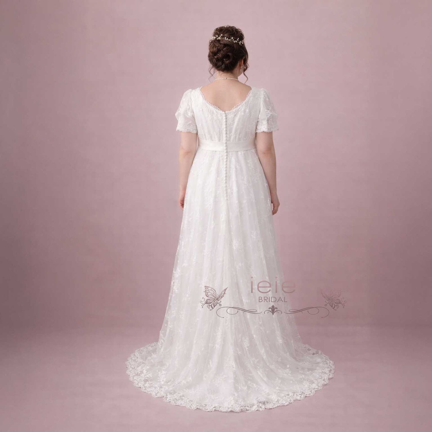 Regency Style Lace Wedding Dress with Empire Waist AMIEE