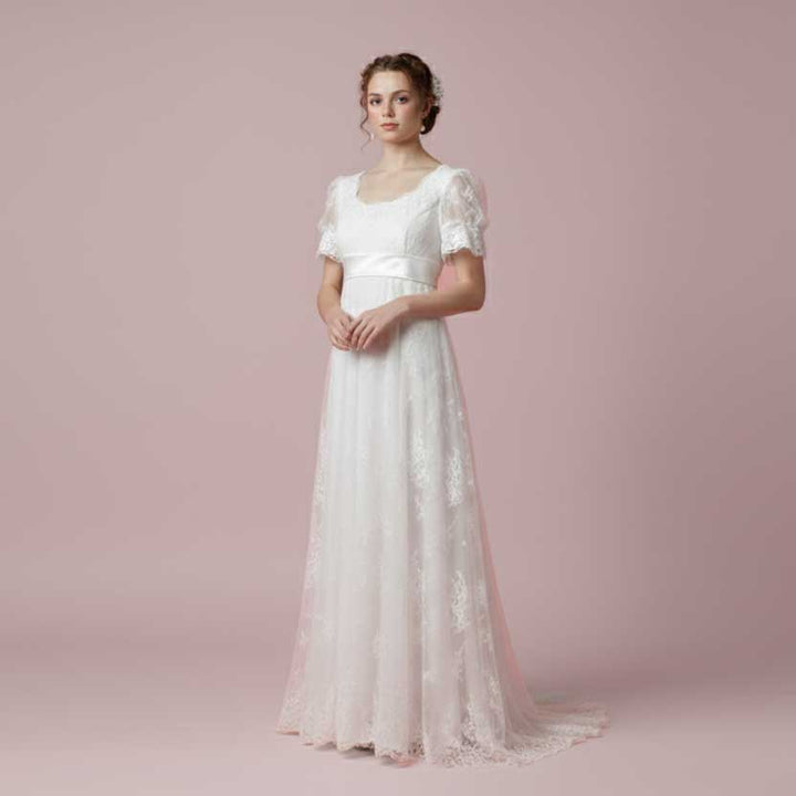 Regency Style Lace Wedding Dress with Empire Waist AMIEE – ieie