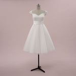 Retro 1950s Tea Length Wedding Dress with Polka Dot Tulle | KAYSER