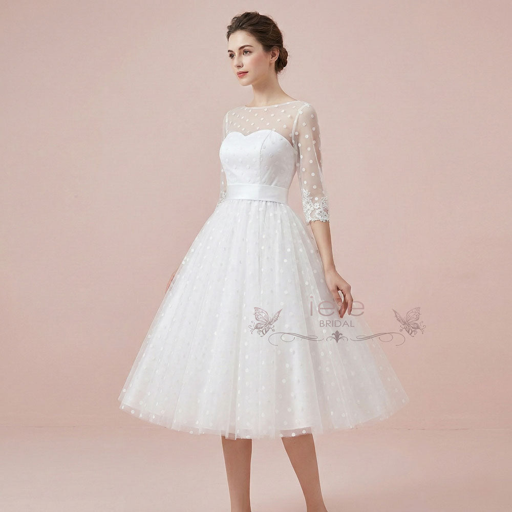 Ready to Wear Retro Short Polka Dot Wedding Dress | BEVERLY