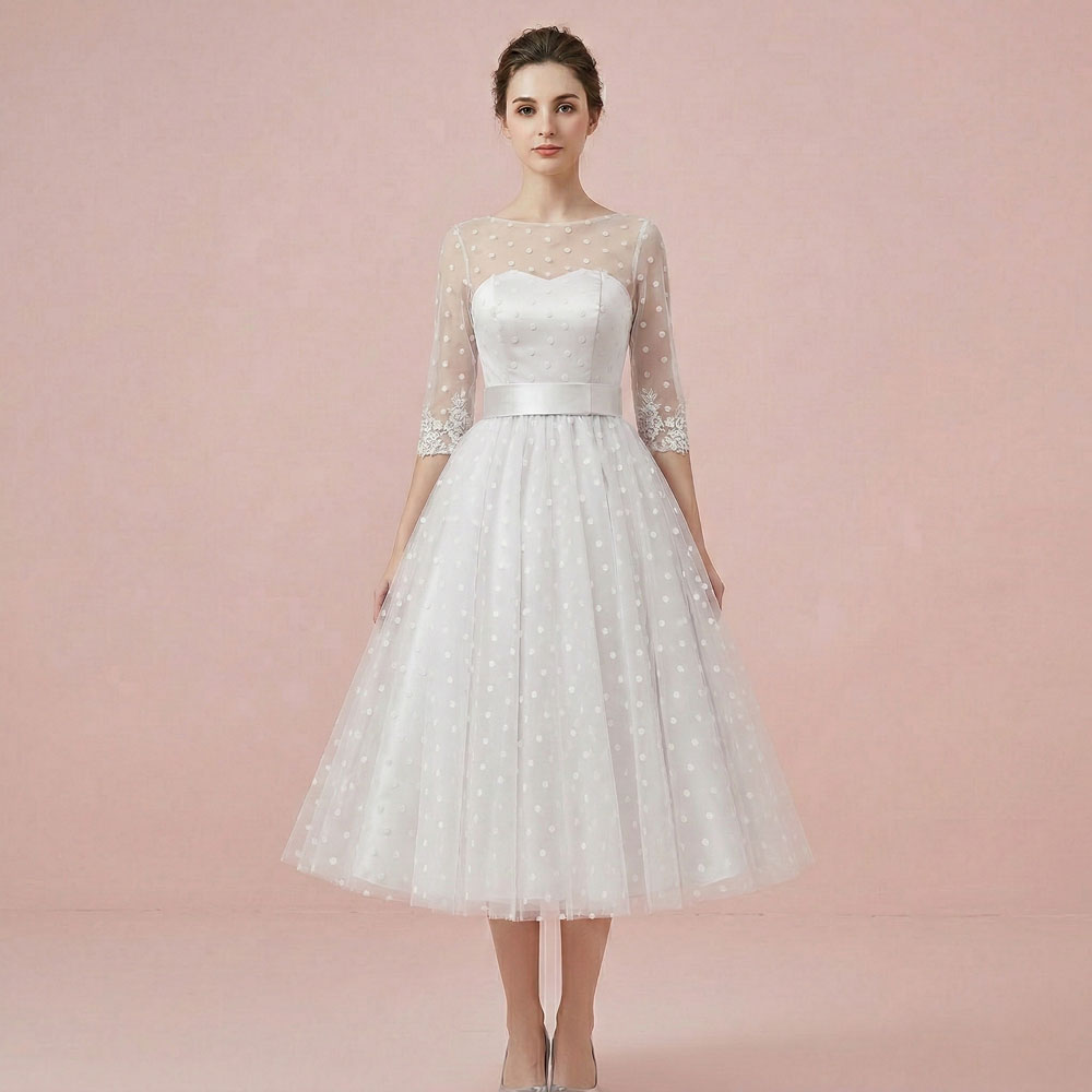 Ready to Wear Retro Short Polka Dot Wedding Dress | BEVERLY