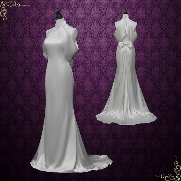 Silky Satin Retro Hollywood Style Wedding Dress | BRIAR Size 28W / White Silky Satin Retro Hollywood Style Wedding Dress | BRIAR Size 28W / White
