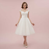Retro 1950s Tea Length Wedding Dress with Polka Dot Tulle | KAYSER