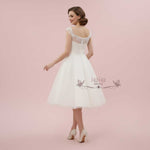 Retro 1950s Tea Length Wedding Dress with Polka Dot Tulle | KAYSER