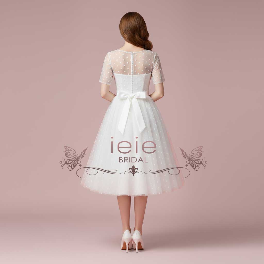 Retro Polka Dot Short Wedding Dress BRIELLE