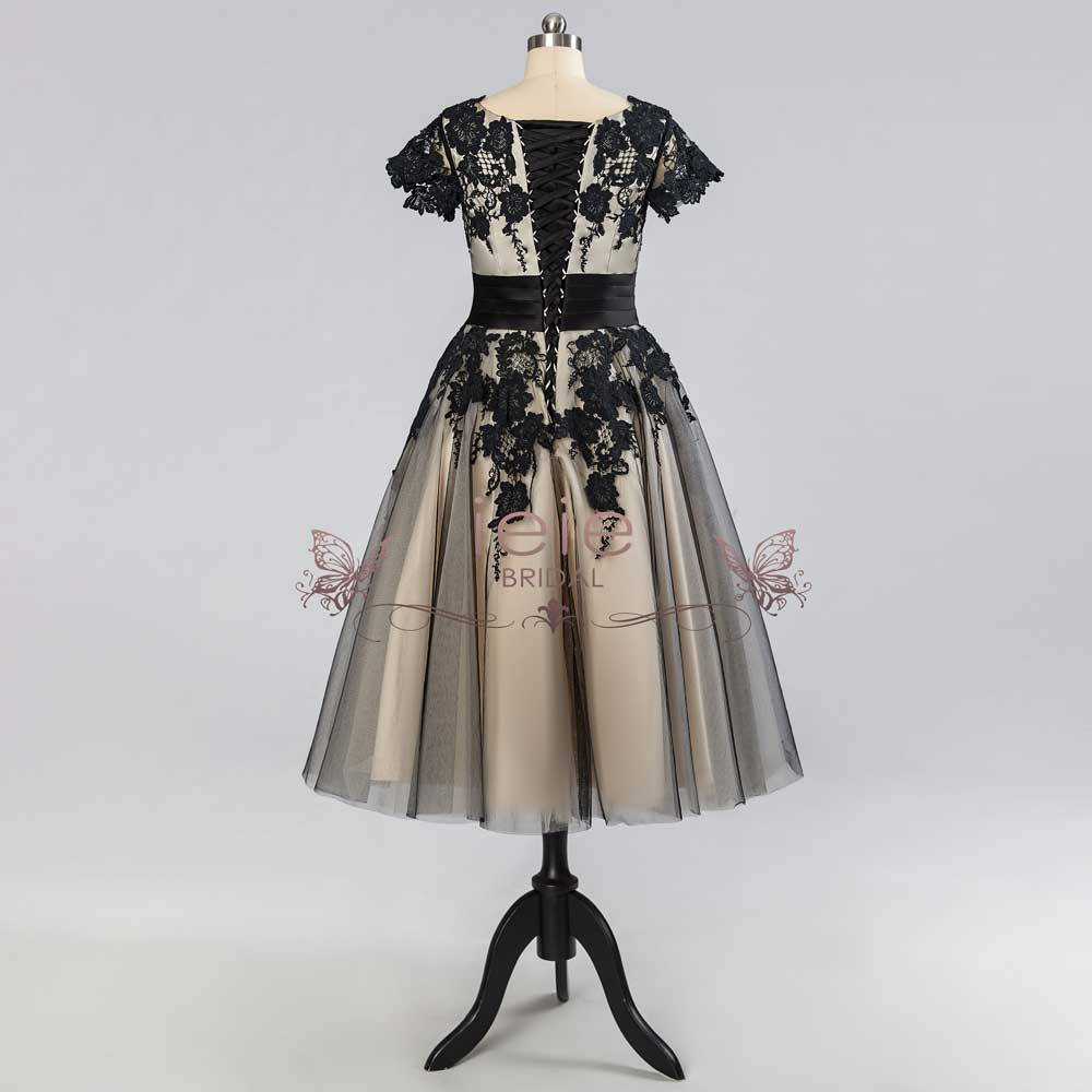Retro Short Black Lace Formal Dress | HERMAN