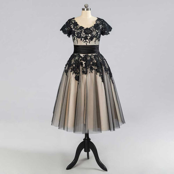 Retro Short Black Lace Formal Dress | HERMAN