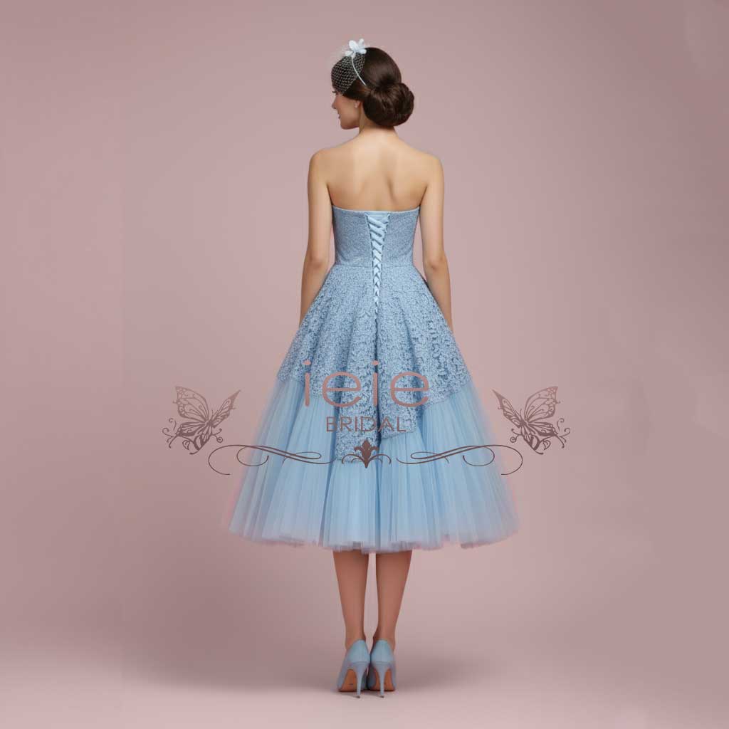 Retro 50s Tea Length Strapless Prom Dress GABBY