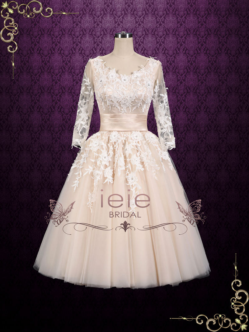 White Vintage 50s Vintage Style Wedding Dress with Sleeves
