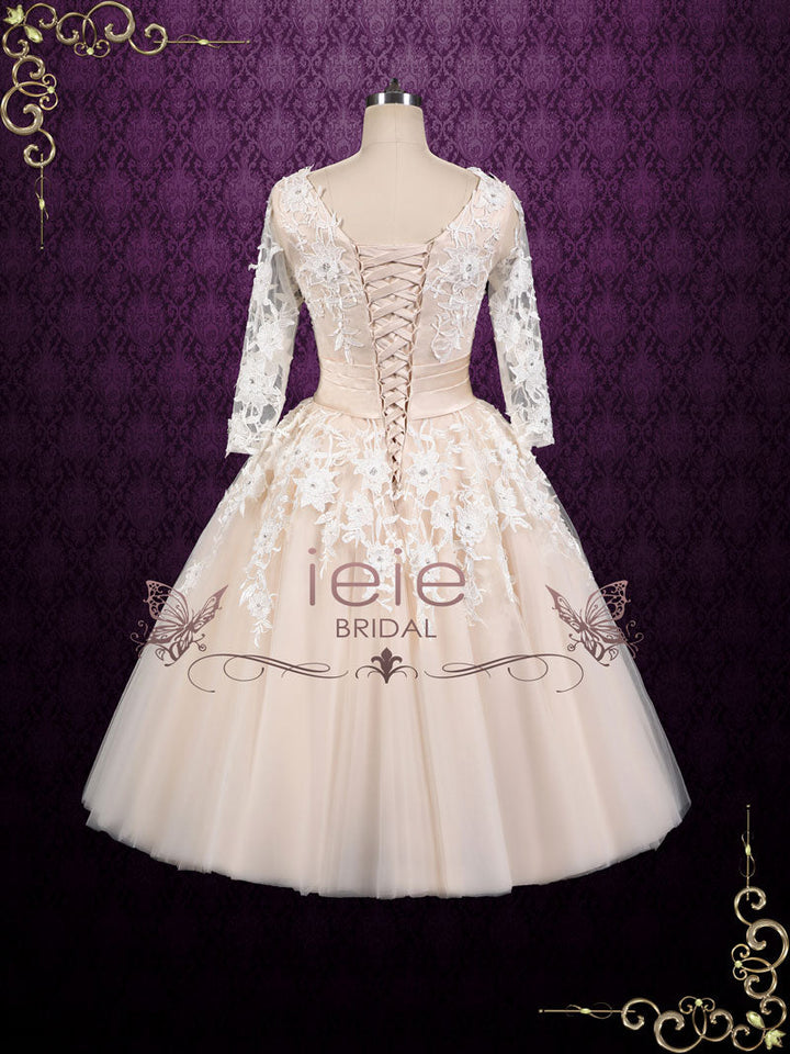 White Vintage 50s Vintage Style Wedding Dress with Sleeves White Vintage 50s Vintage Style Wedding Dress with Sleeves