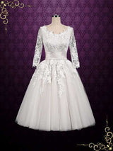 White Vintage 50s Vintage Style Wedding Dress with Sleeves | Marina