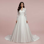 Classic Lace Ball Gown Wedding Dress with Long Lace Sleeves KATHERINE
