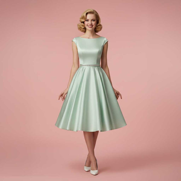 Vintage Inspired Green Tea Length Wedding Dress BETTY