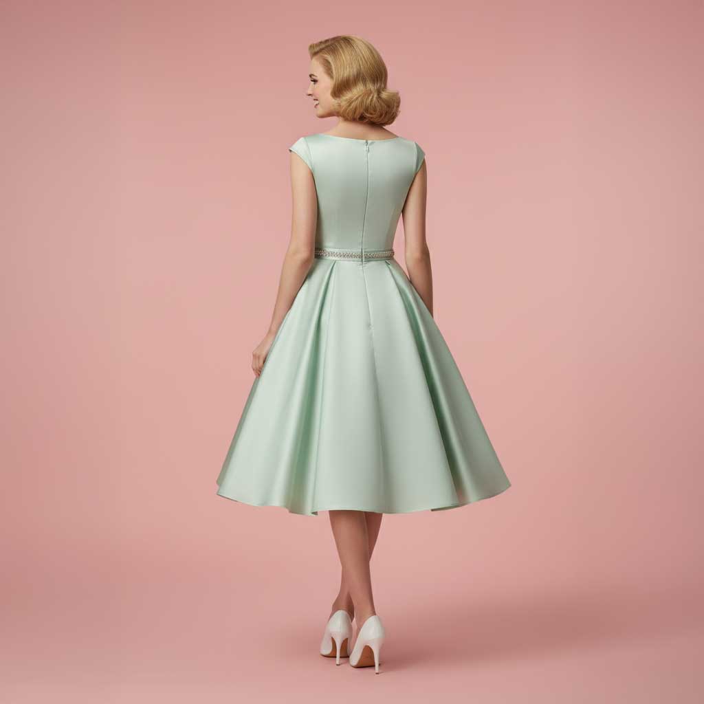 Vintage Inspired Green Tea Length Wedding Dress BETTY