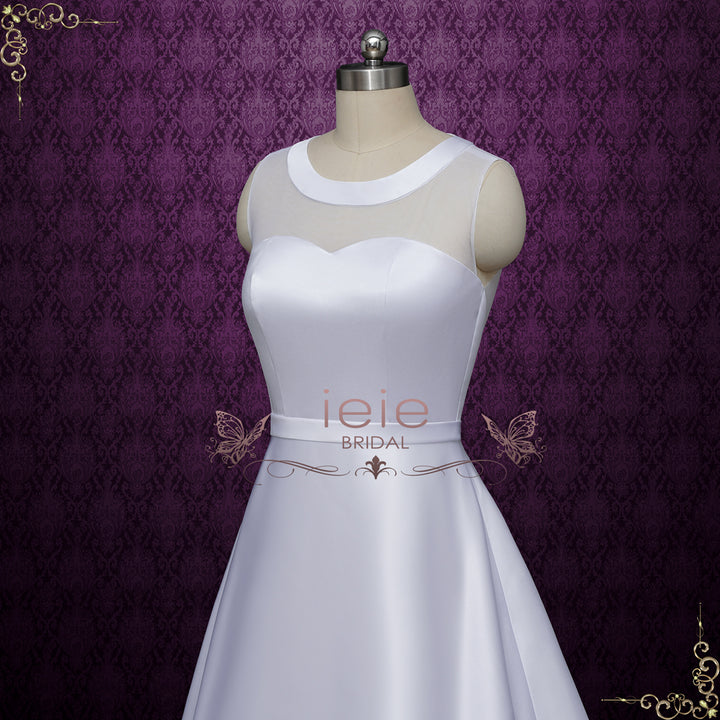 Satin A-line Wedding Dress with Illusion Back | AYAT