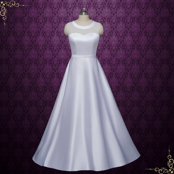 Satin A-line Wedding Dress with Illusion Back | AYAT