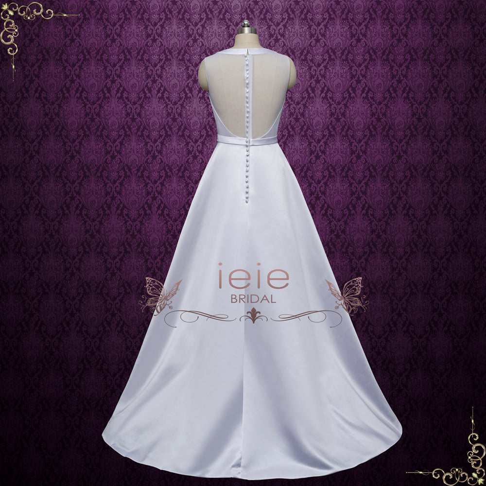 Satin A-line Wedding Dress with Illusion Back | AYAT