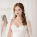 Fingertip Length Eyelash Short Lace Mantilla Wedding Veil VG1005