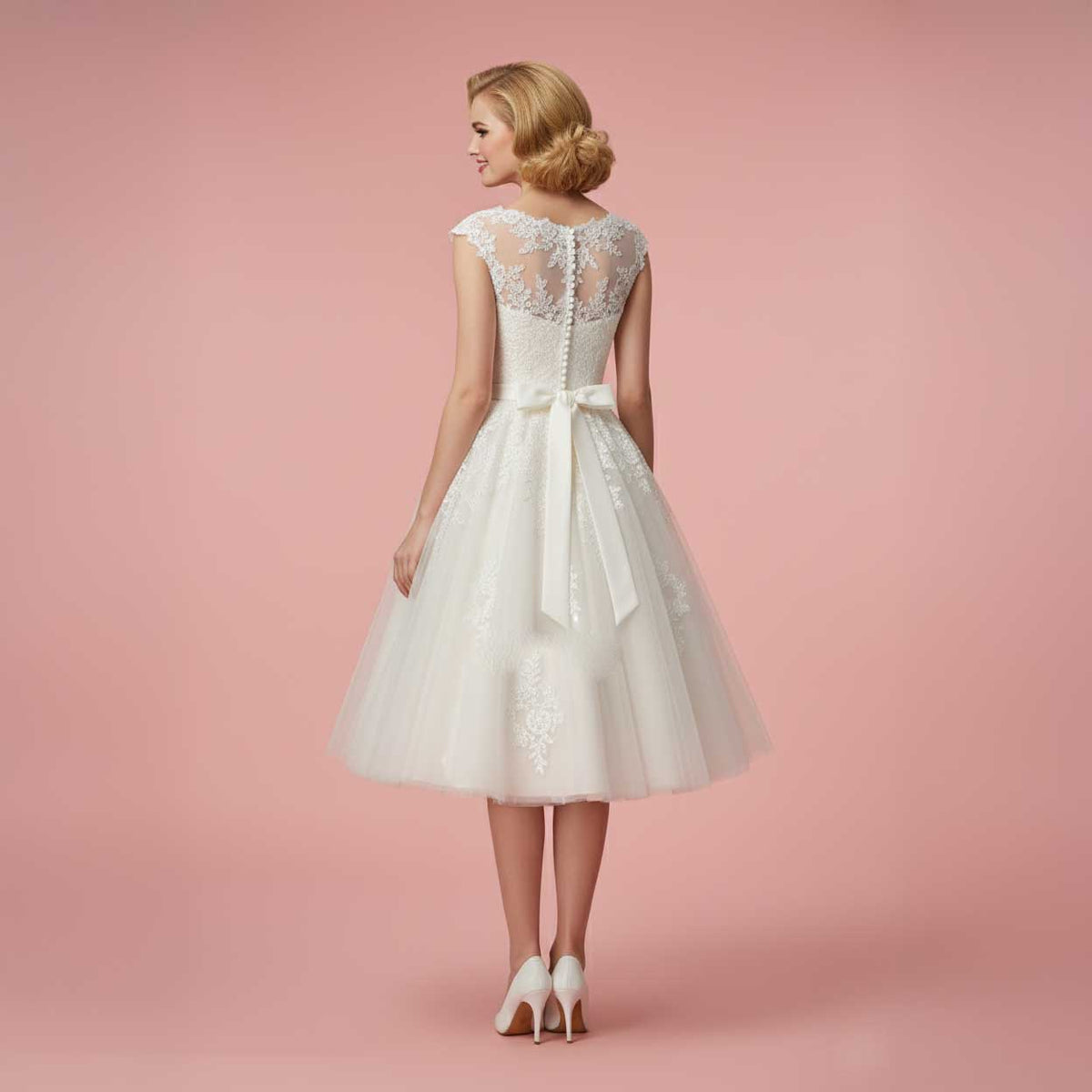 Elegant Short Lace Wedding Dress PERLA