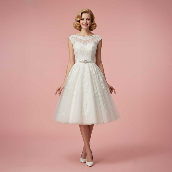 Elegant Short Lace Wedding Dress PERLA