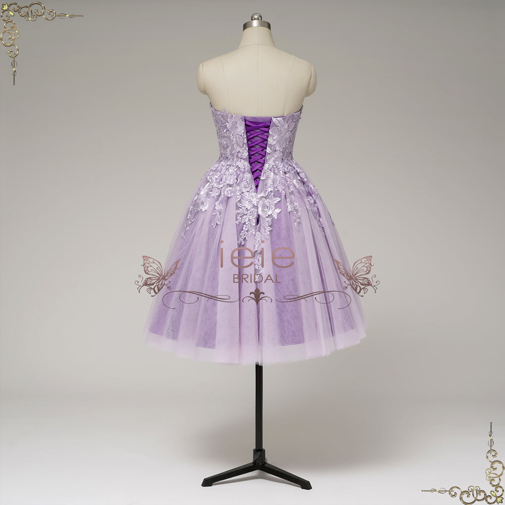 Strapless Short Purple Lace Wedding Dress | VASPER – ieie