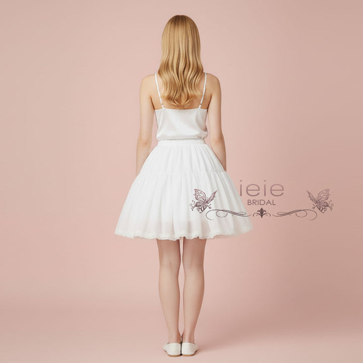 short petticoat under long dress Lolita Petticoat Ball Gown Underskirt Short Dress Christmas Cosplay Petticoat Chiffon Two Bones Ballet Rockabilly Crinoline