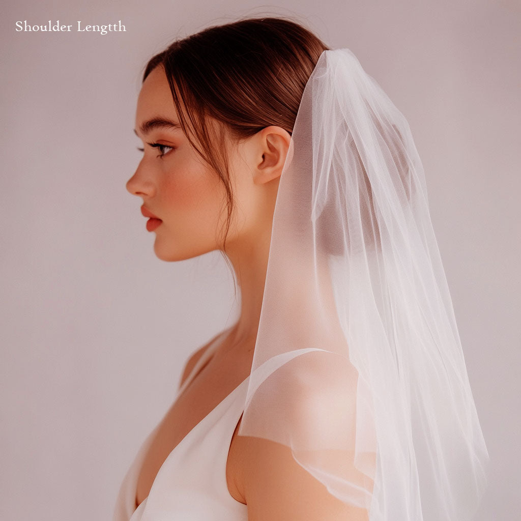 Short Shoulder Length Tulle Veil with Soft Tulle | VG1030