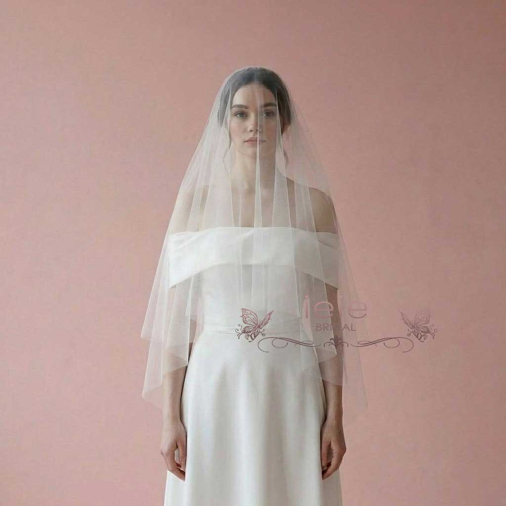 Plain Two Layers Fingertip Wedding Veil VG1068