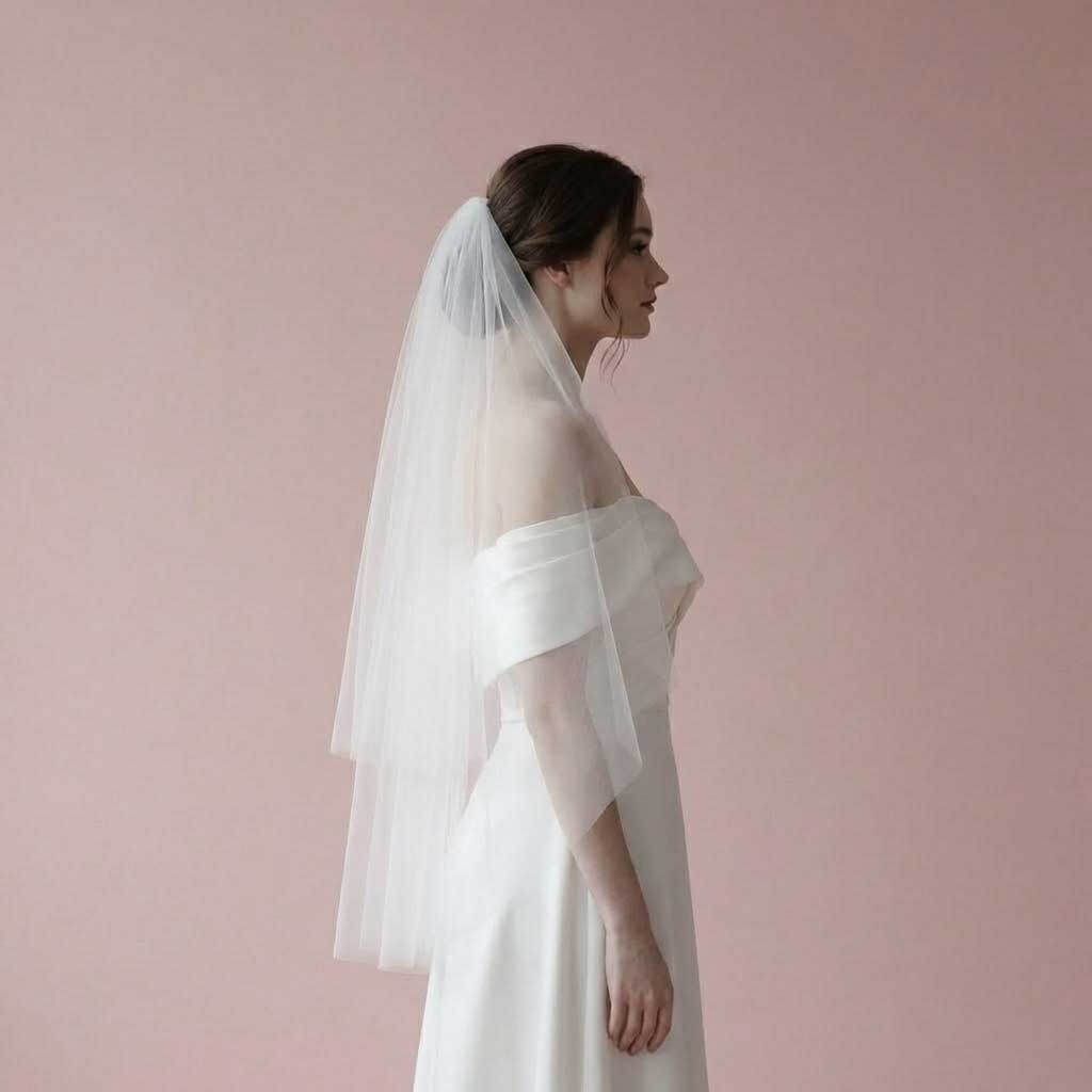 Plain Two Layers Fingertip Wedding Veil VG1068