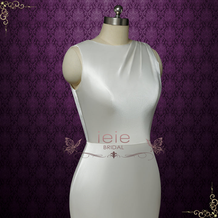 Elegant Fitted Silky Satin Wedding Dress | GHALIA Size 12 / Ivory Elegant Fitted Silky Satin Wedding Dress | GHALIA Size 12 / Ivory