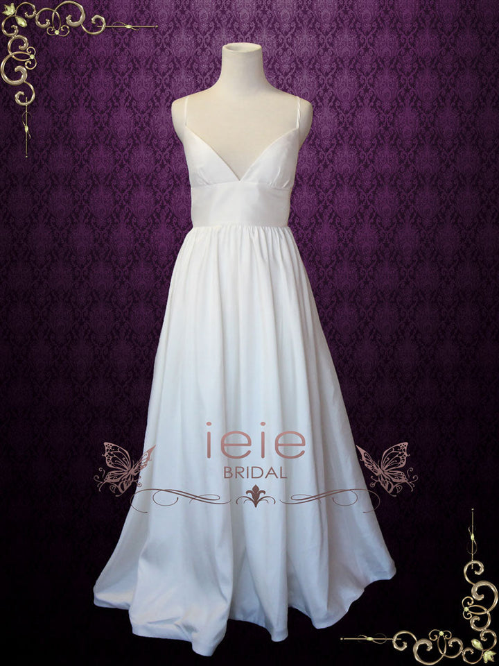 Simple Yet Elegant Slim A-line Beach Wedding Dress with Sweetheart Neck Line and Low Back